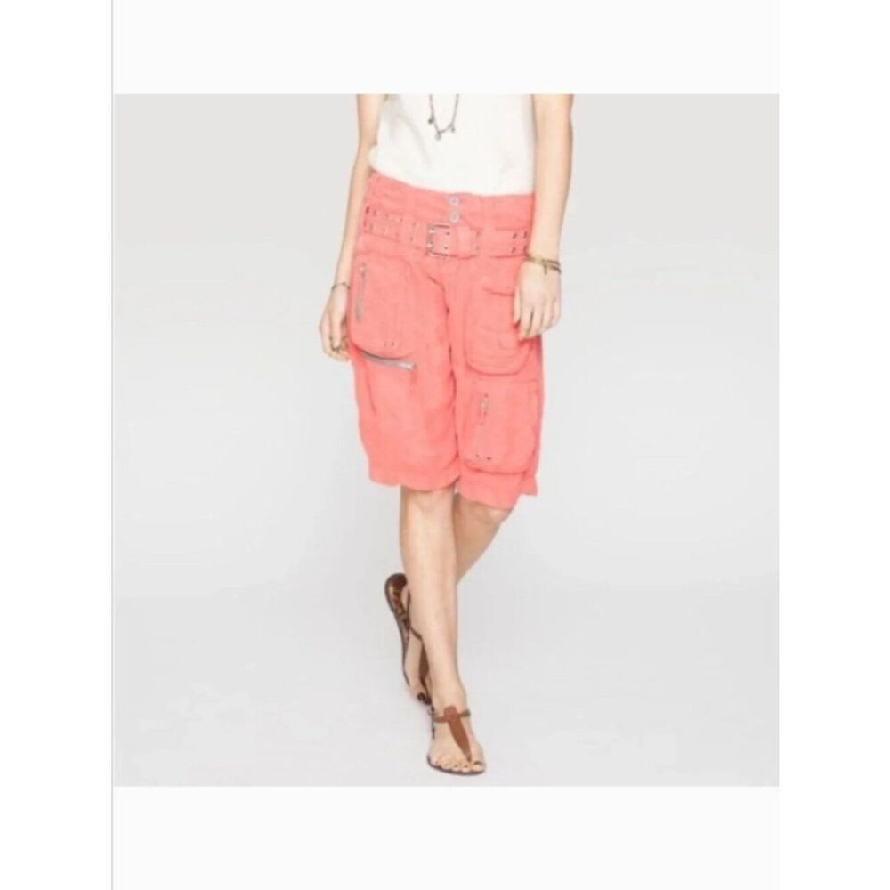 Like New! Johnny Was PETE & GRETA Cupra Cargo Shorts with Belt Coral in Size 8